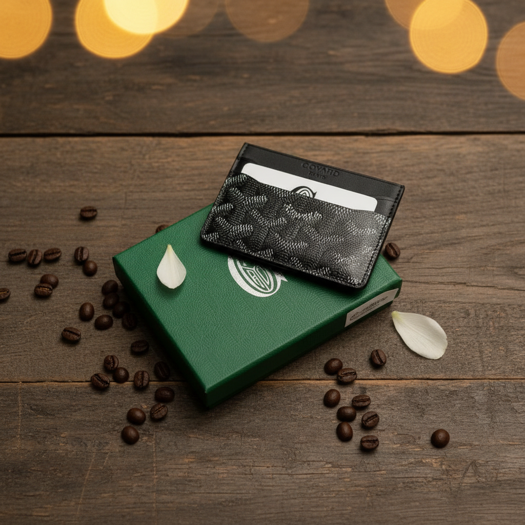Goyard Inspired Luxury Chevron Pattern Card Holder with Gift Box