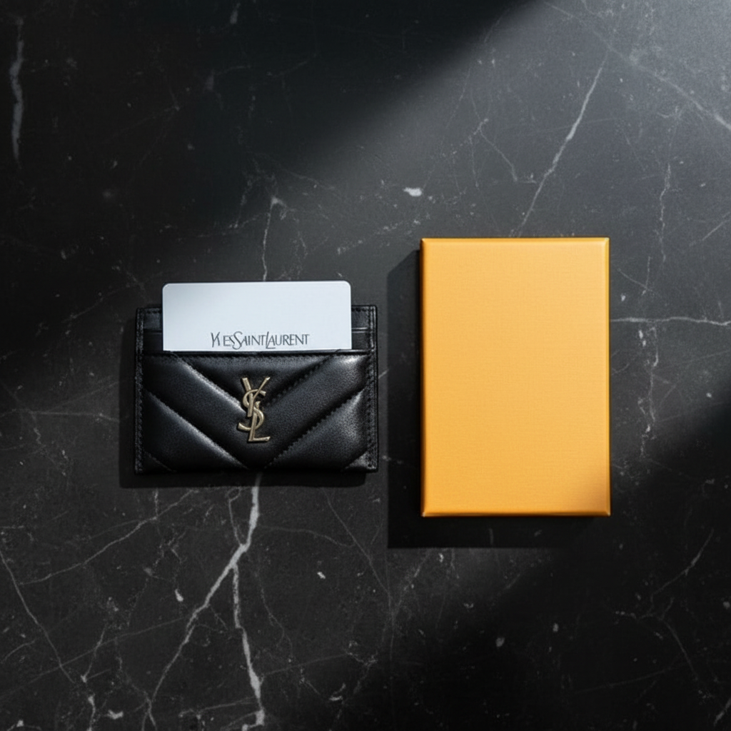 YSL Inspired Luxury Quilted Card Holder with Gift Box
